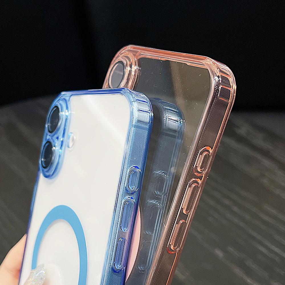 Transparent Strong Magnetic Magsafe Case For iPhone 17 Air 16 15 14 13 12 11 Pro Max Plus Candy Color Hybrid Hard Soft Tpu Shell
