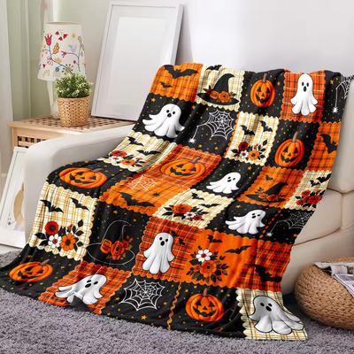 1PC Halloween Patchwork Blanket This Comfortable and Lightweight Blanket Is Perfect for a Bed or Sofa. It Is Ideal for Halloween