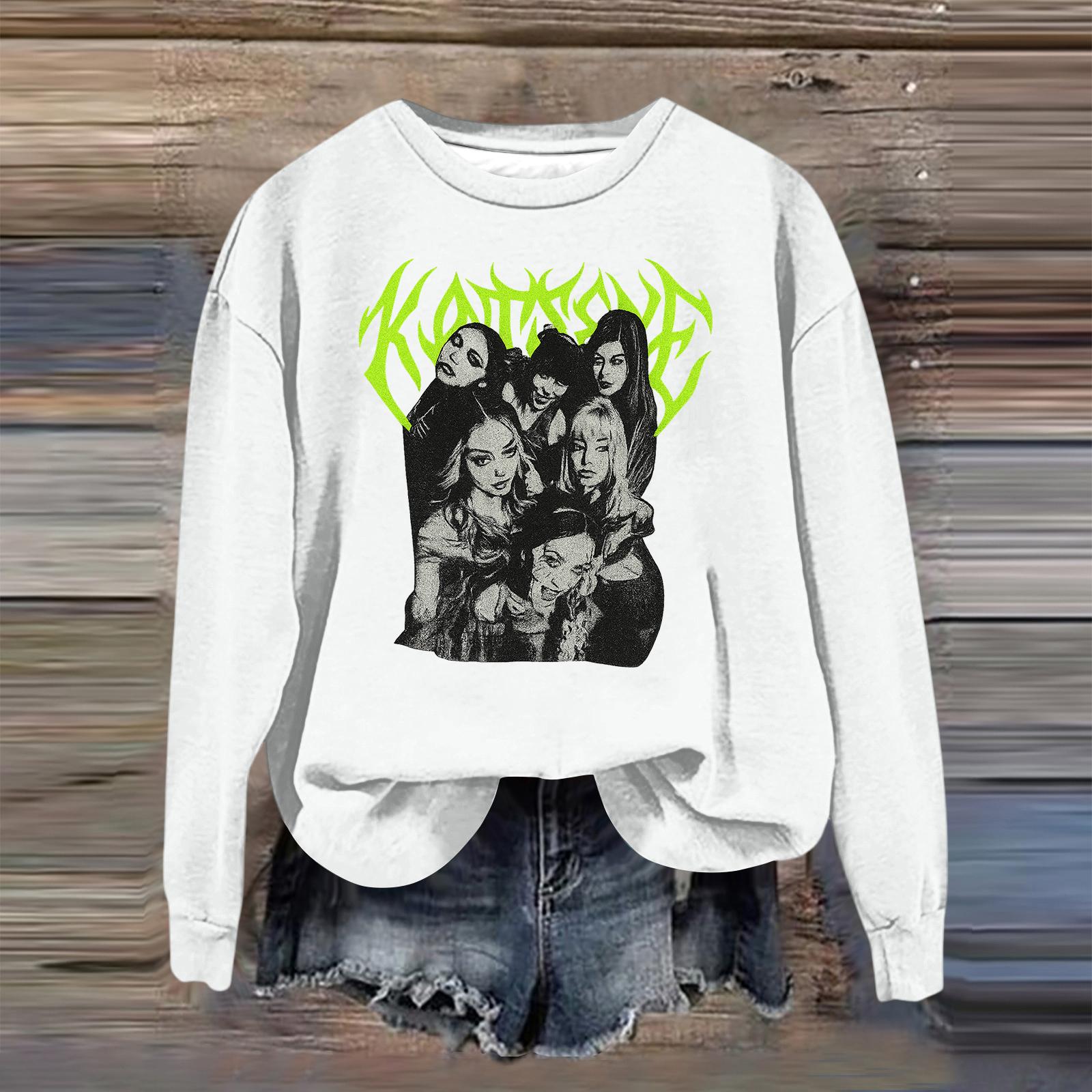 

Женская модная повседневная толстовка с длинным рукавом, свободного кроя, с принтом XL белый