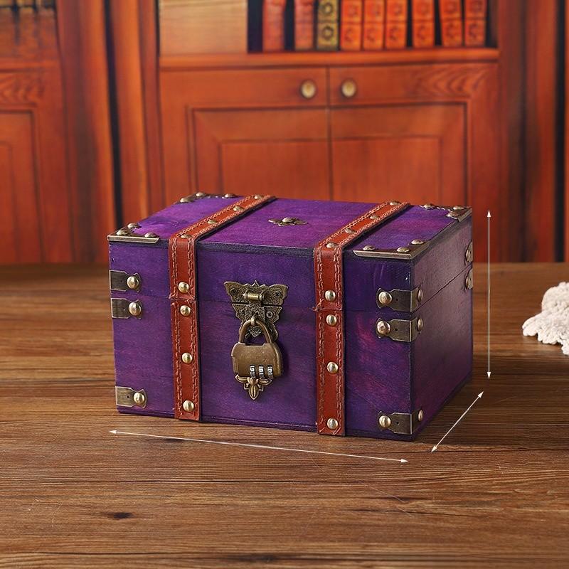 Wooden Storage Vintage Box With Lid For Desk And Shelf Organization Decoration