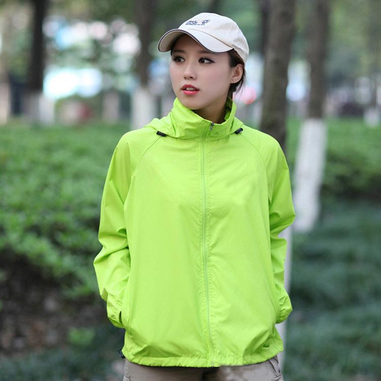 Female Clothing Women's Solid Colored Hooded Long Sleeved Jacket Wind Breaker Sun Protection Jacket Outdoor Sports Jacket