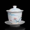 High Quality White Porcelain Gaiwan Portable Ceramic Tea Set Chinese Hand Painted Tea Bowl Tea Ceremony Accessories 170ml
