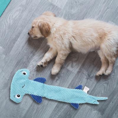 Yousheng Dog Squeaky Toy Tear-resistant Soft Hammerhead Shark Shape Pet Dog Chewing Toy for Home