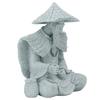 Fisherman Statue Sitting Fishing Old Man Figurine Small Desk Ornament for Cabinet Living Room Office Decoration