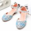 Children's Leather Shoes Fashion Sequins Kids Princess Single Shoes Glitter Bowknot Girls Party Wedding Sandals Dress Mary Janes