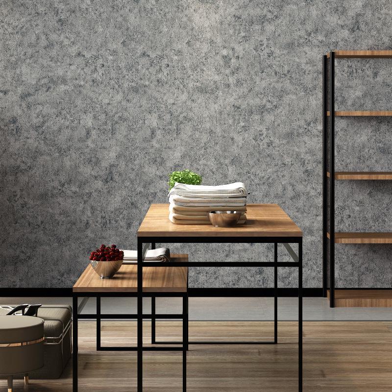 Industrial-Style Gray Micro Cement Self-Adhesive Waterproof Wallpaper for Bedroom or Clothing Store