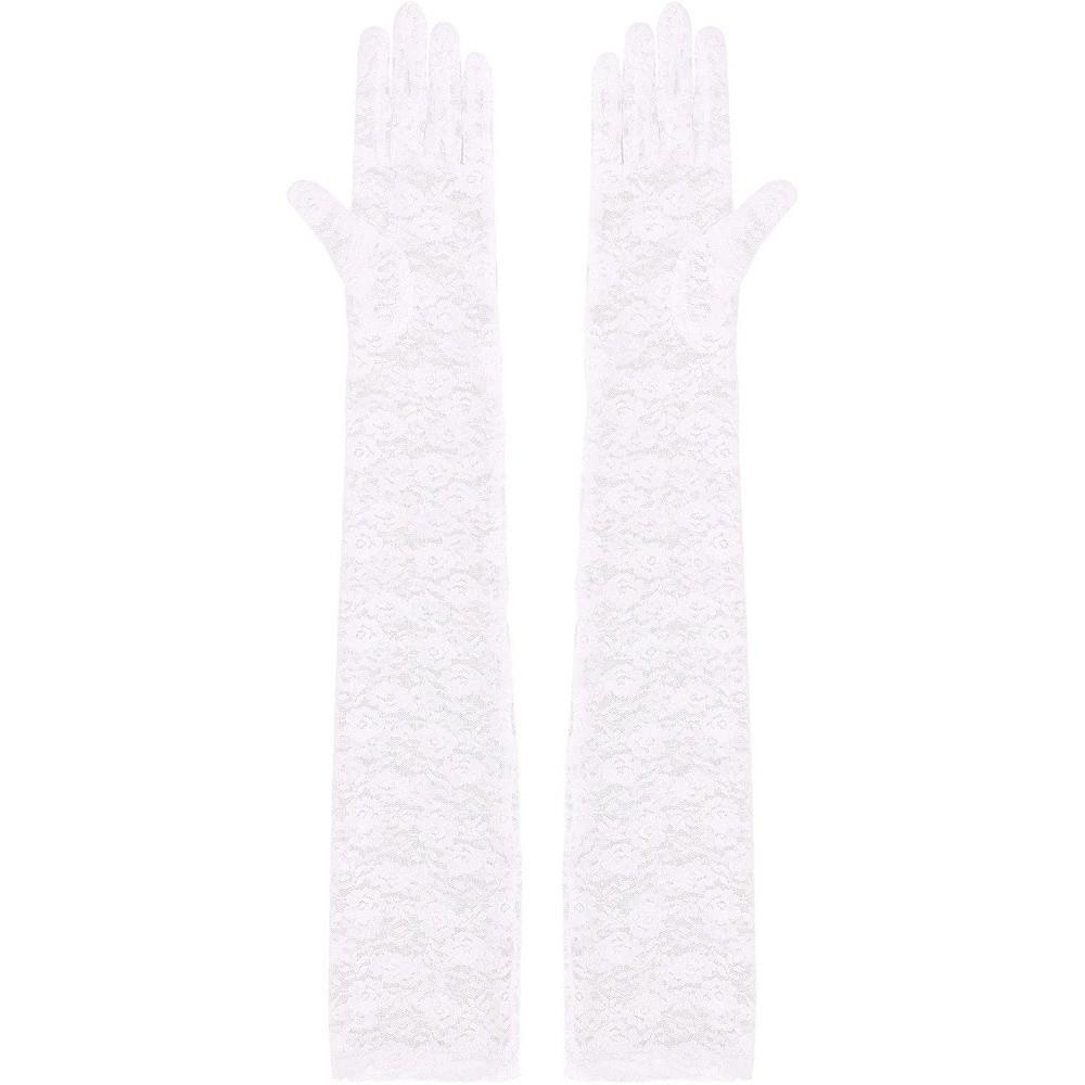 1Pairs Breathable Fishnet Gloves Floral Print Evening Mittens Kawaii Long Sexy Gloves JK Lolita
