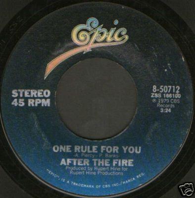 

7inch Record AFTER THE FIRE One Rule For You 850712 Epic 1979 US Rock Used