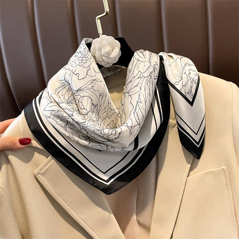 Fashion Scarves For Women Shawl Print Silk Satin Hijab Scarf Female Bandana 70*70Cm Luxury  Square Shawls Scarfs For Ladies