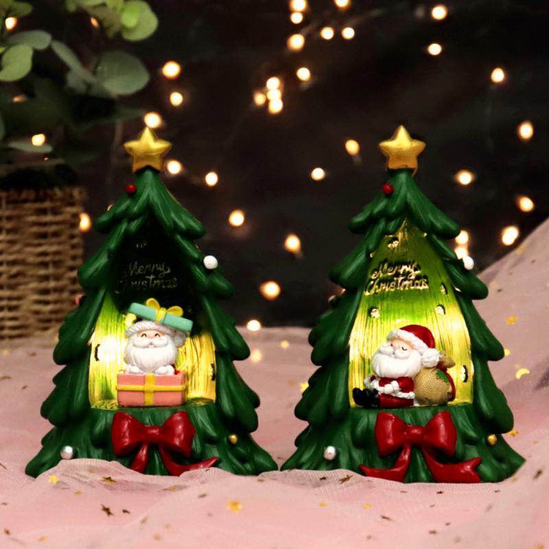 2025 Miniature Figurines Beautiful Mini Christmas Tree Elk Snowman Figurine Decor Compact Miniature Statue For Home