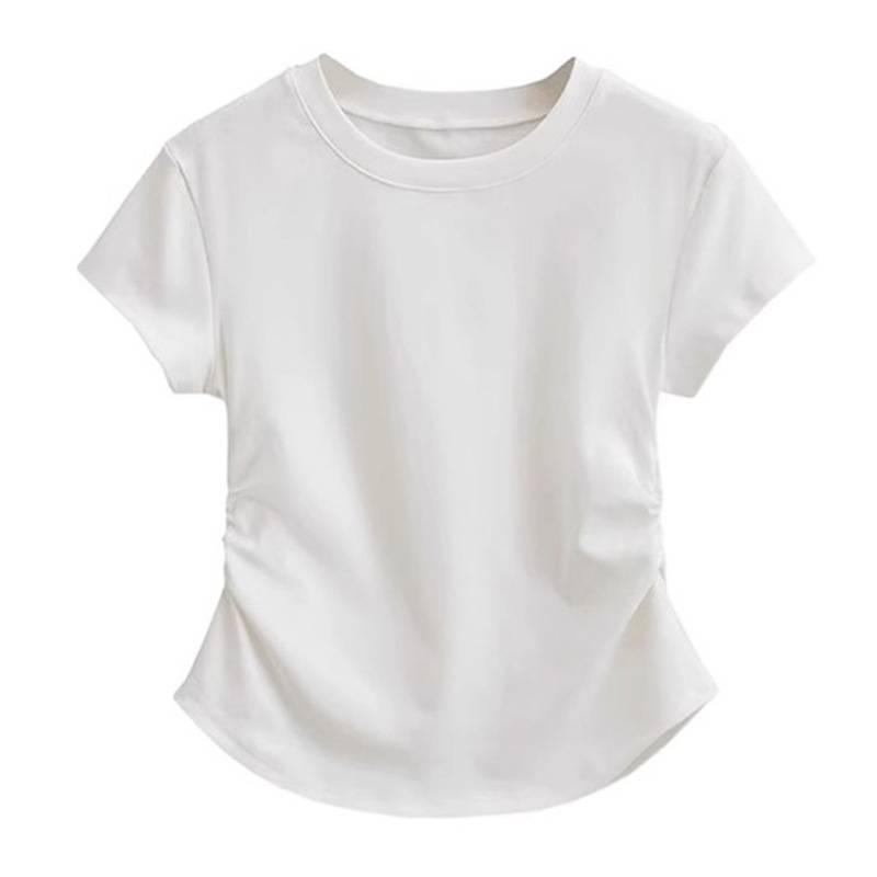Streetwear Gothic Style T Shirt With Pleated Short Sleeves For Casual Summer Wear