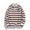 Spring and Autumn New Men's Korean Style Lapel Car Logo Striped Polo Shirt Trendy Couple Internet Celebrity Style Heavy Sweatshirt