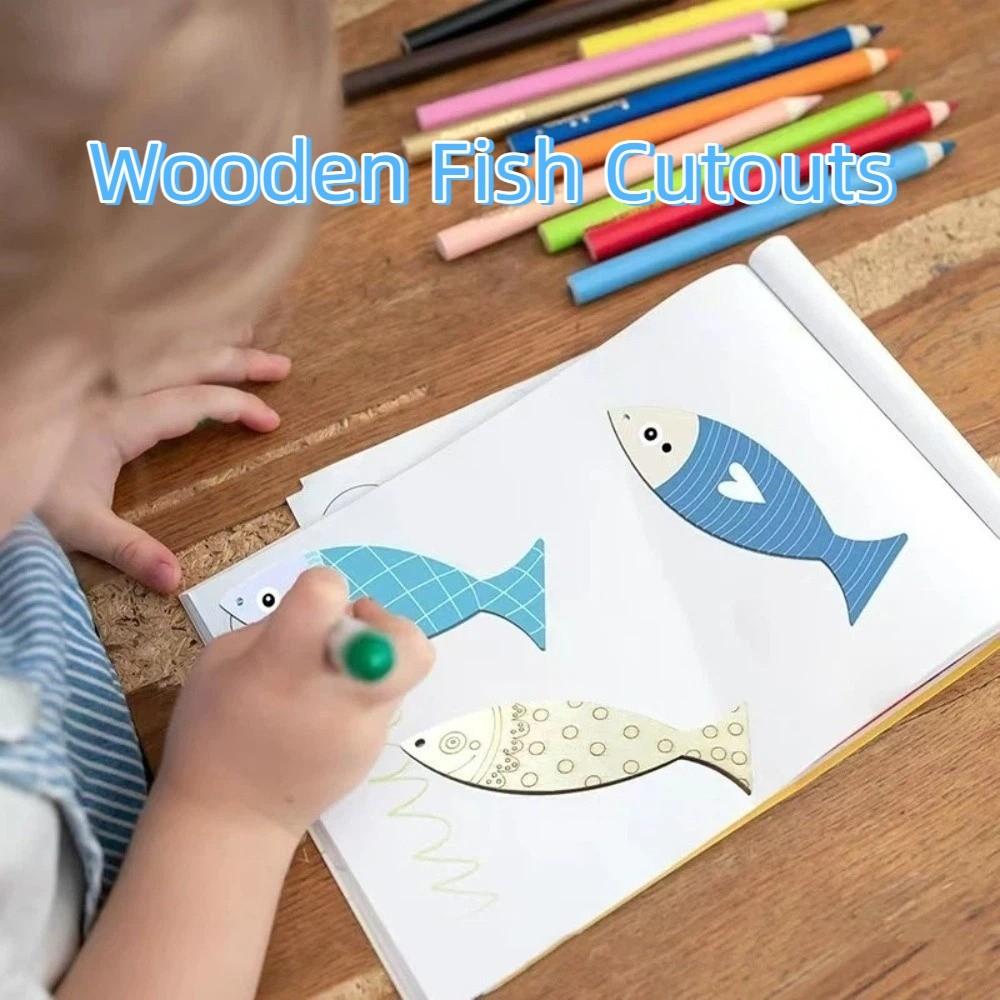 40PCS Blank Wooden Fish Cutouts Sea Animal DIY Crafts Painted Fish Ornaments Handmade Unfinished Fish Hanging Ornament