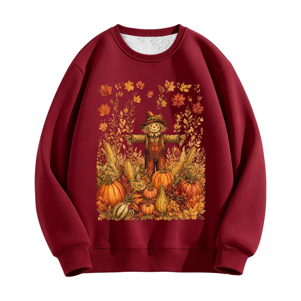 Women's Vintage Pumpkin Crewneck Sweatshirt Fall Long Sleeve Top