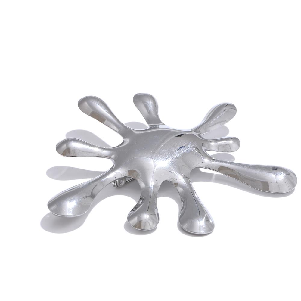 

Yhpup Stylish Unique Design Stainless Steel Metal Geometric Splashing Creative Brooch Pin Unisex Individualistic Jewelry Cheaper