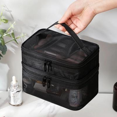Borsa da viaggio in rete per il lavaggio, organizer per il trucco, cosmetici, scatola per la cura della pelle, contenitore in plastica, borsa per il bagno da donna e uomo