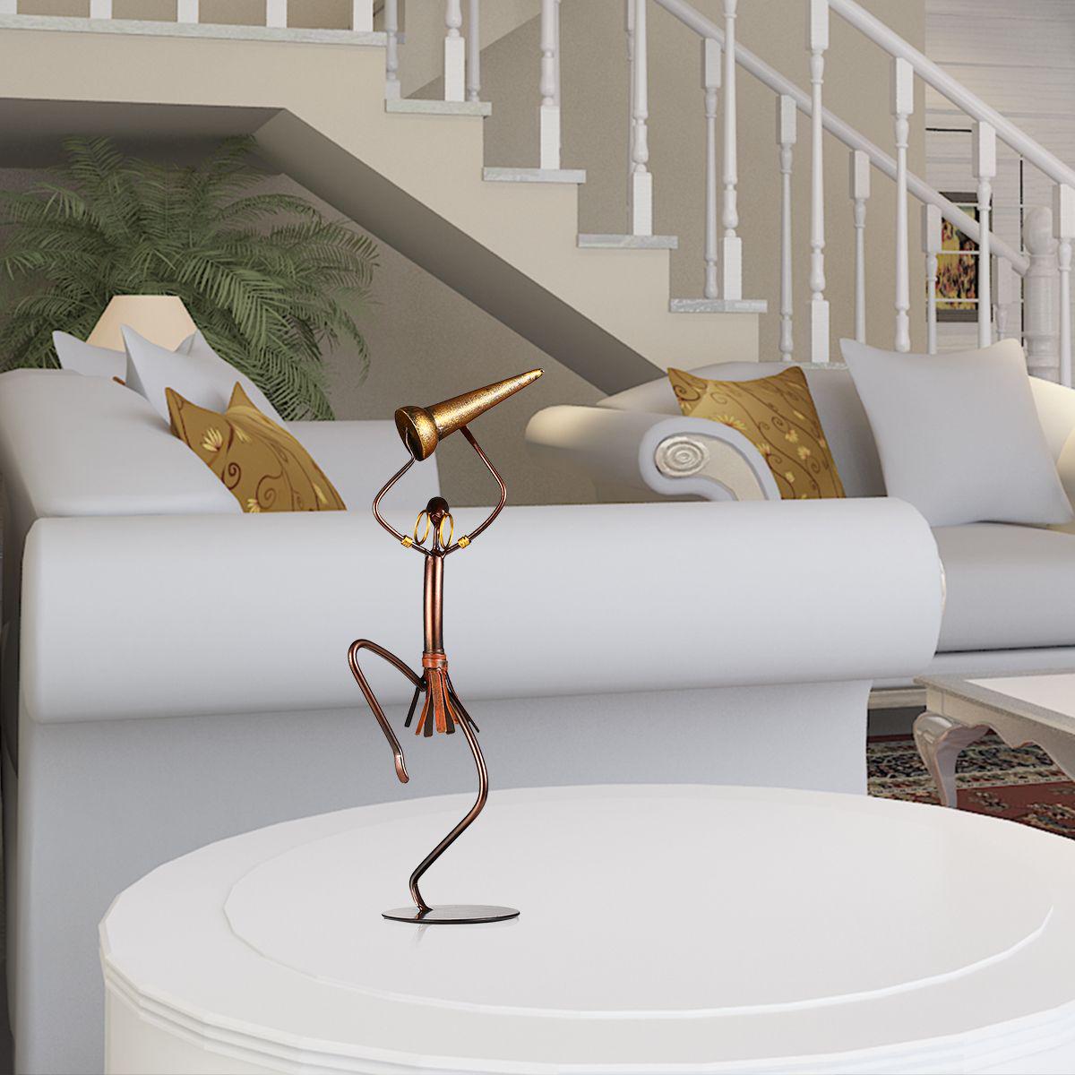 Tooarts Tribe Druming Man Iron Sculpture Home Decoration Crafts Metal