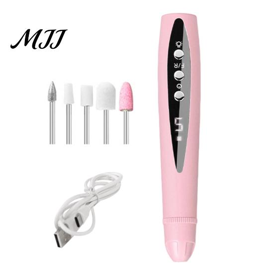 Adjustable Speed Nail Drill 2-In-1 Electric with 5 Bits, 5-Speed Cordless Manicure File Compact Care Tool UV LED Lamp, USB Rechargeable for