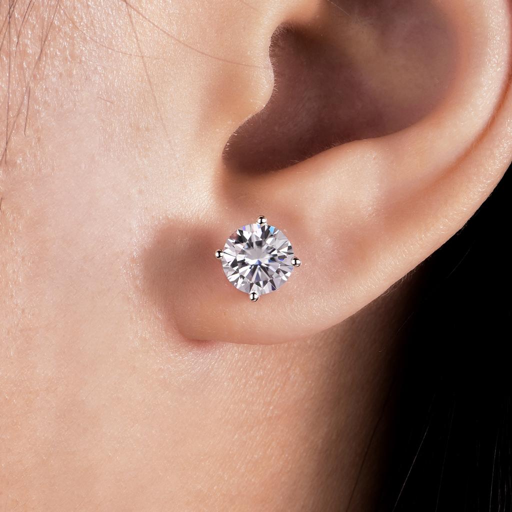 3mm-9 mm Women's High Quality S925 Moissanite Fine Jewelry Hiphop Stud Earrings with Cut Platinum Plated GRA Certified ME0031