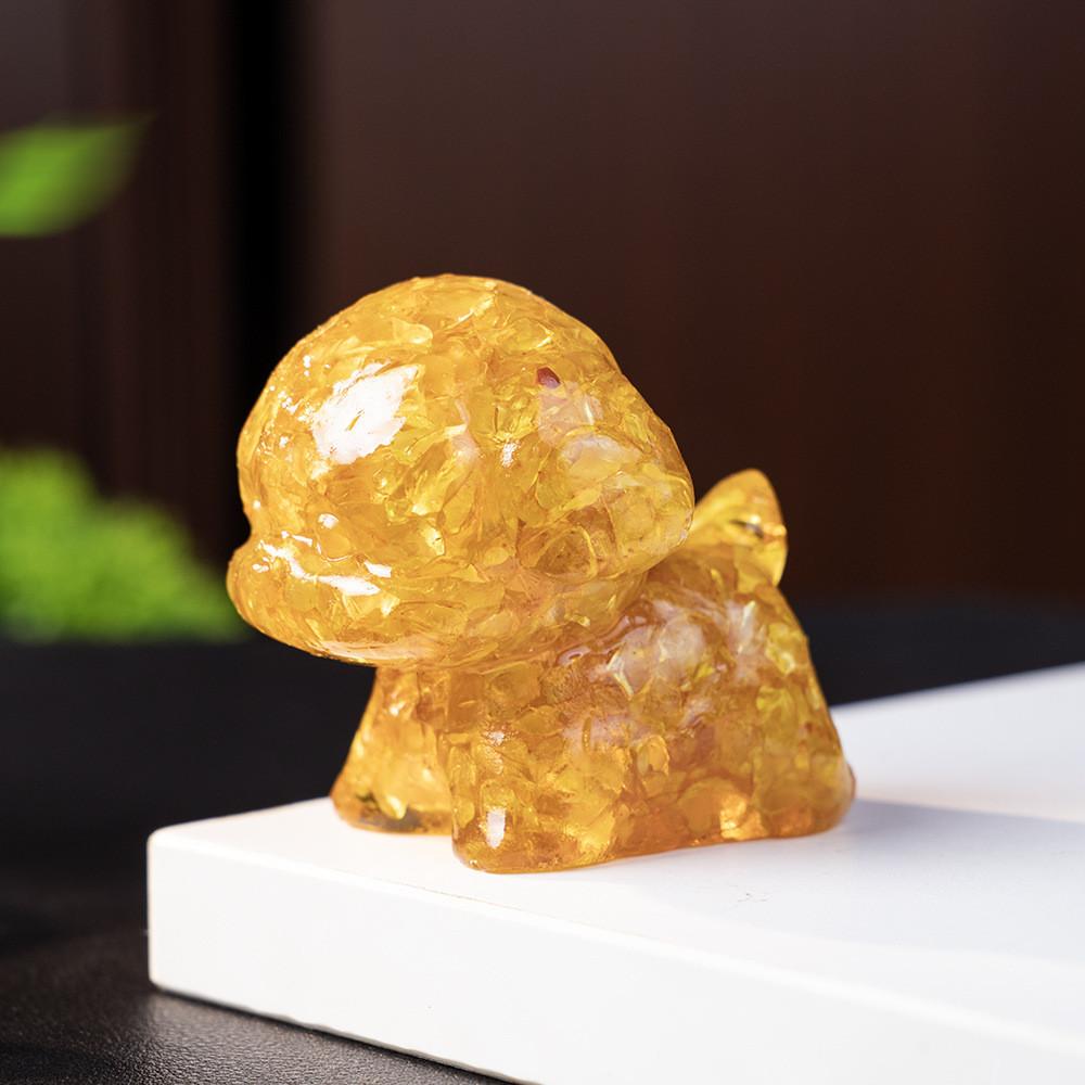 Crystal Resin Dog Deer Office Decor With Pink Quartz For Home And Desk Display
