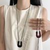 Trendy U Shape Outline Long Leather Cord Necklace Alloy Pendant Women Jewelry Accessory