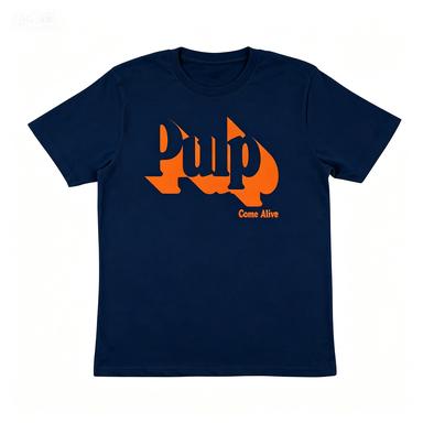 Retro Pulp Come Alive Orange Font Graphic Cotton Crew Neck Short Sleeve Vintage Rock Band Fan Daily T Shirt