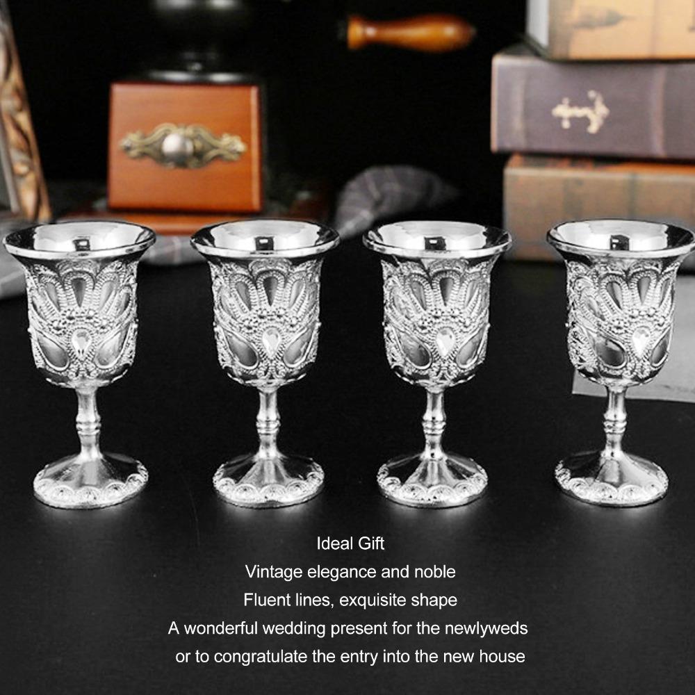 2pcs Silver Metal Wine Glass Exquisite Cocktail Glass Goblets & Chalices Chalice Goblet Banquet