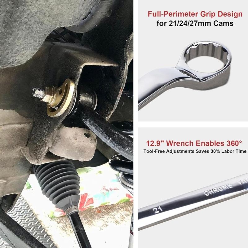 Professional Automotive 41620 Cambers Alignment Tool For Cars Includes 5 Adjustable Holders And Extended 14.5" Wrench