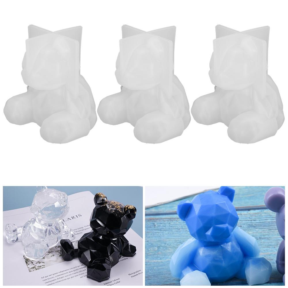 3pcs Food-Grade Silicone Bear Resin Mould 3D Shape Cute Bear 3D Bear Mould Chubby Bear Transparent Bear Candy Mould