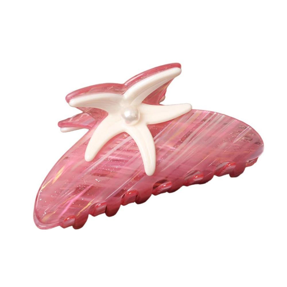 

Large Starfish Hair Grab Shark Clip Acrylic Shark Clip Fashion Pearl Hair Claw Girls красный