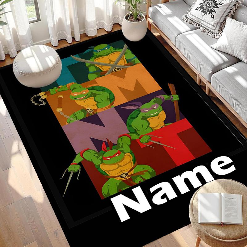 Custom Name Personalized Teenage Mutant Ninja Turtles Print Carpet, Versatile Home Decor Rug, for Playroom, Apartment, Balcony, Entryway, Hallway Gift