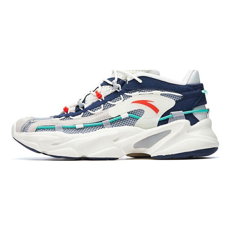 Anta Walker Mesh Structure Splicing Non-Slip Wear-Resistant Low-Top Running Shoes Men Sneakers White Blue 112028889-2