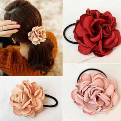 Koreanische Mode Kamelie Rose Haargummi - Stoffblume Haaraccessoires für Frauen