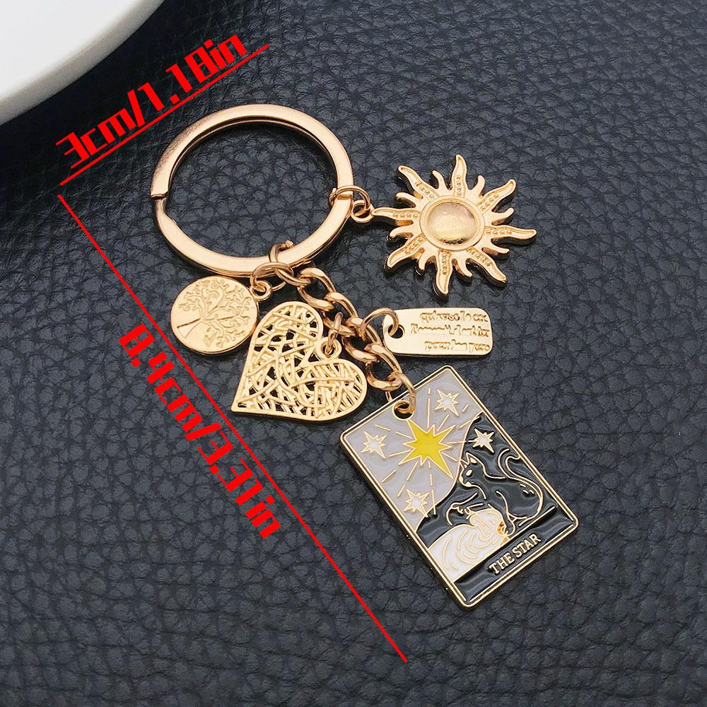 Golden Sun Heart Tree of Life Pendant Keychain