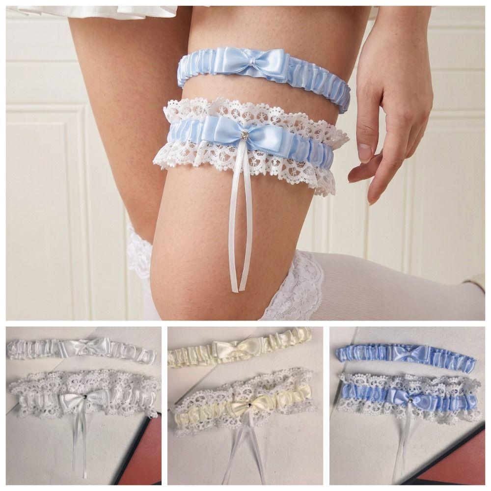 Ruffled Lolita Leg Rings Set Elastic Sexy Leg Loop Fashion Bride Garter Belt JK Accessory