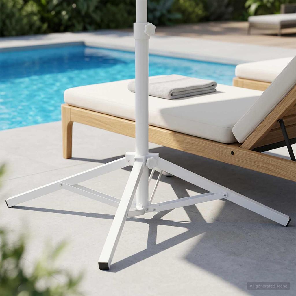 Umbrella Stand White Steel for 25 32 mm Pole