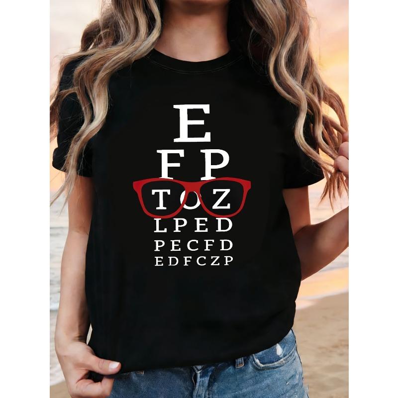 

Vision-Optimized Letter Print, Black Short-Sleeved Crew Neck Printed T-Shirt - Machine Washable, Suitable for Spring, Summer and Autumn, S чёрный
