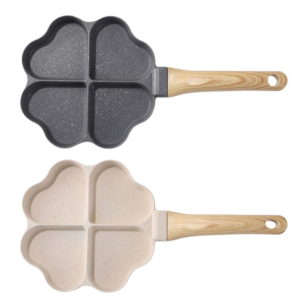 Omelet Pan Divided Egg Skillet Anti Scald Handle 4 Cup Mini Egg Cooker Pan Mini Pancake Pan for Baking Frying Steak