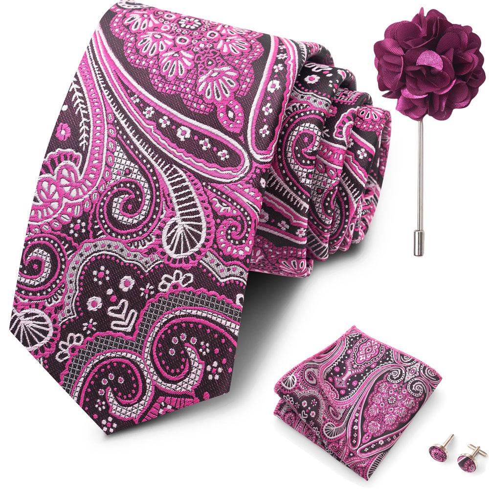 Men's Formal Tie, Pocket Square, Cufflinks & Brooch Set.