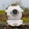 45.72 Cm White Marine Diving Helmet Deep Sea Scuba Diver Helmet with Wooden Base Nautical Boston Maritime Decor Gift