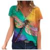 Women Plus Size Short Sleeve T Shirt V Neck Printed Blouse Tee Tops