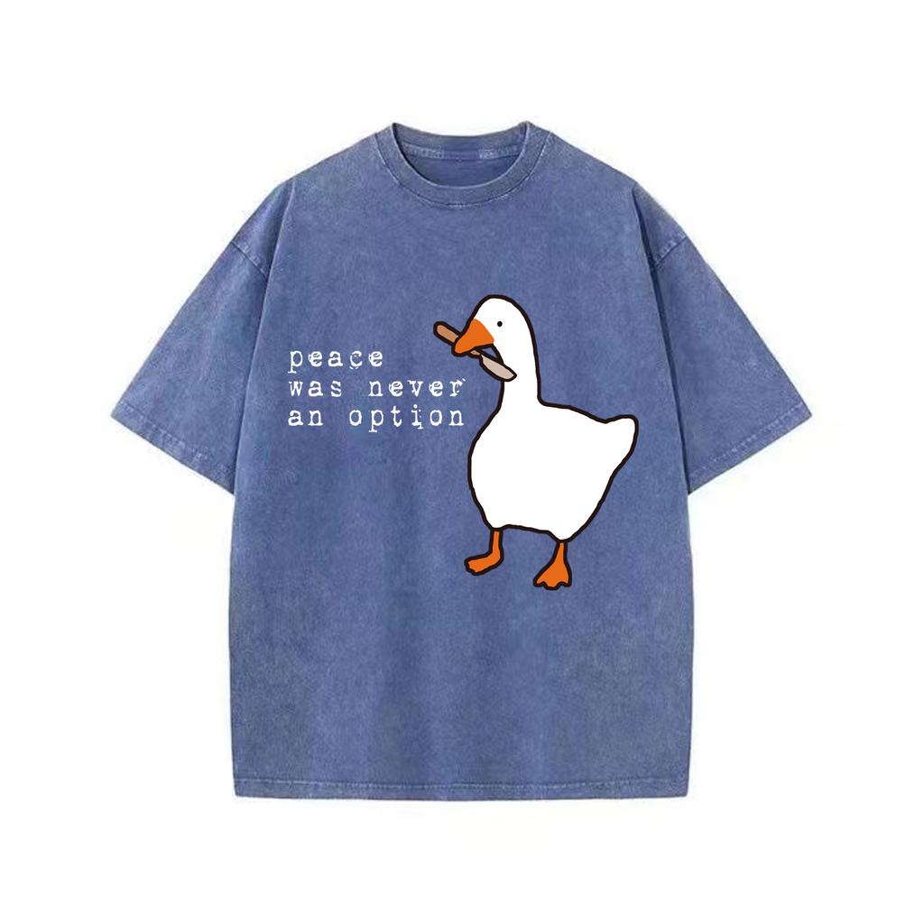 Mír nikdy nebyl možností Retro prané vintage tričko s potiskem Vtipné oversized topy Harajuku Klobouk Šňůrka Tričko