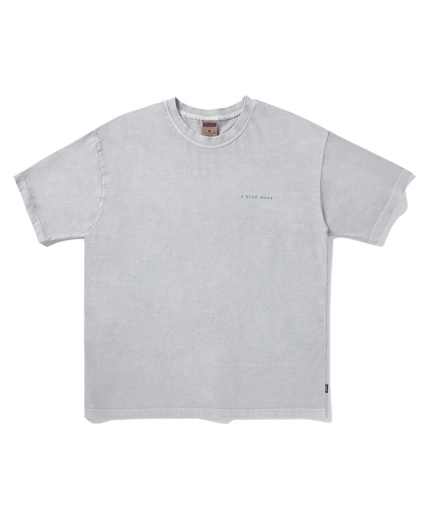 Peullukeu Blue Wave Pigment Short Sleeve T-Shirt Light Gray Fst733