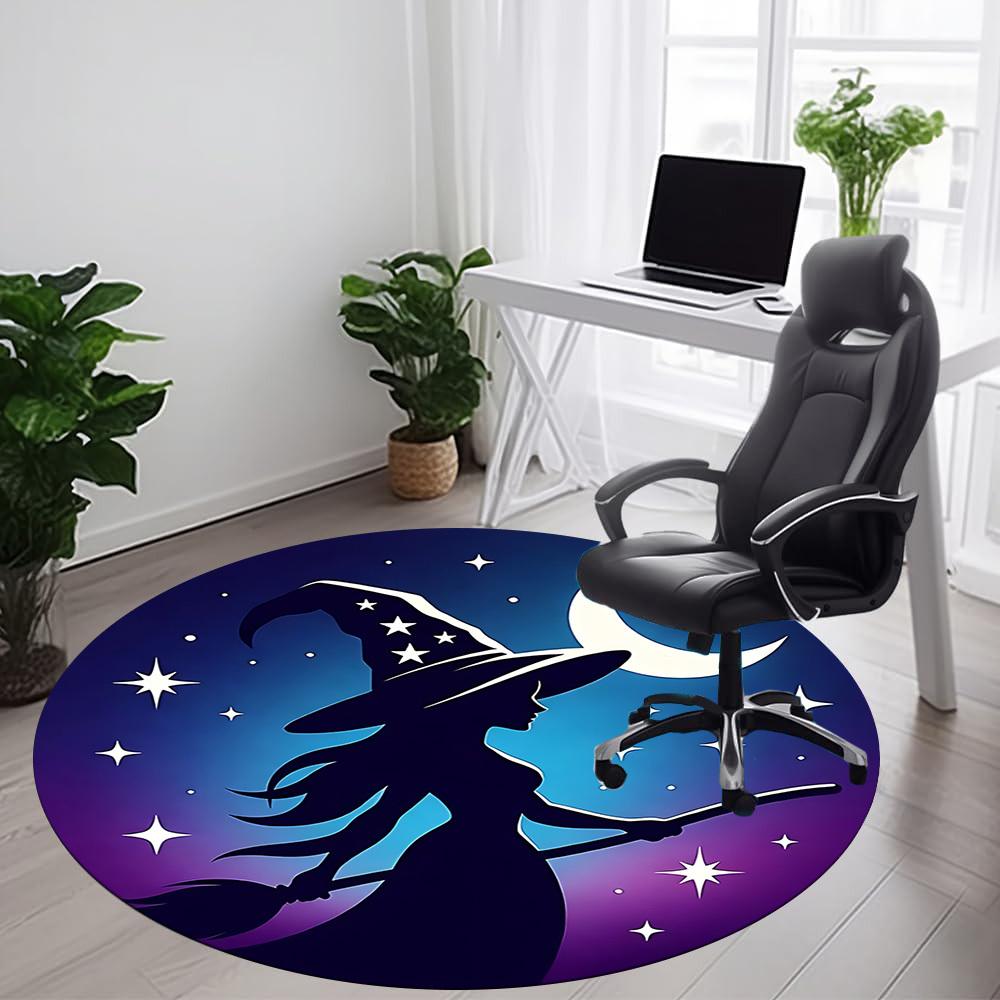 1pc Witch Moon Office Round Area Rug, Indoor Mat Suitable ForOffice, Under Office Chairs Bedroom Living Room Home Decor T160