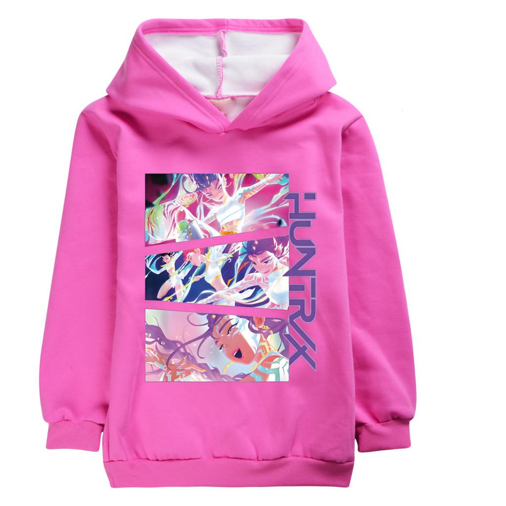 5012 Kids Girls Kpop Rumi Zoey Mira Rumi Print Long Sleeves Velvet Warm Hoodie Top