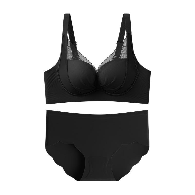 Sexy red suit, women's underwear without side bones, gathered jelly lift, non-magnetic anti-sagging, closed breast bra