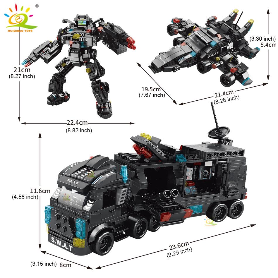Non-Toxic Swat Police Truck Model Building Blocks City Helicopter Vehicle Car Figures Bricks Educational Toy For Children Gift