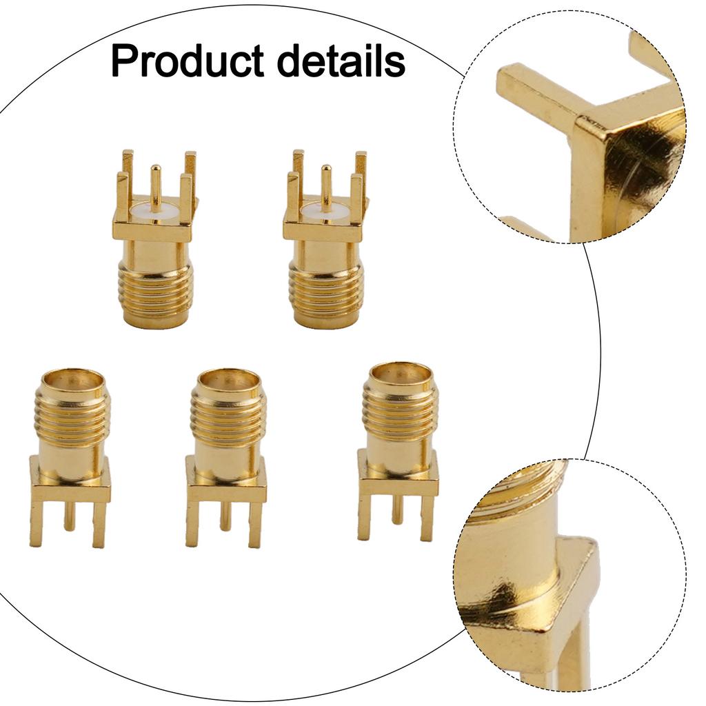 Pack of 5 For SMA RF Coax Female Socket PCB Mount Connectors 4mm Hole Solder Type for External Antenna and Mini Wave Equipment