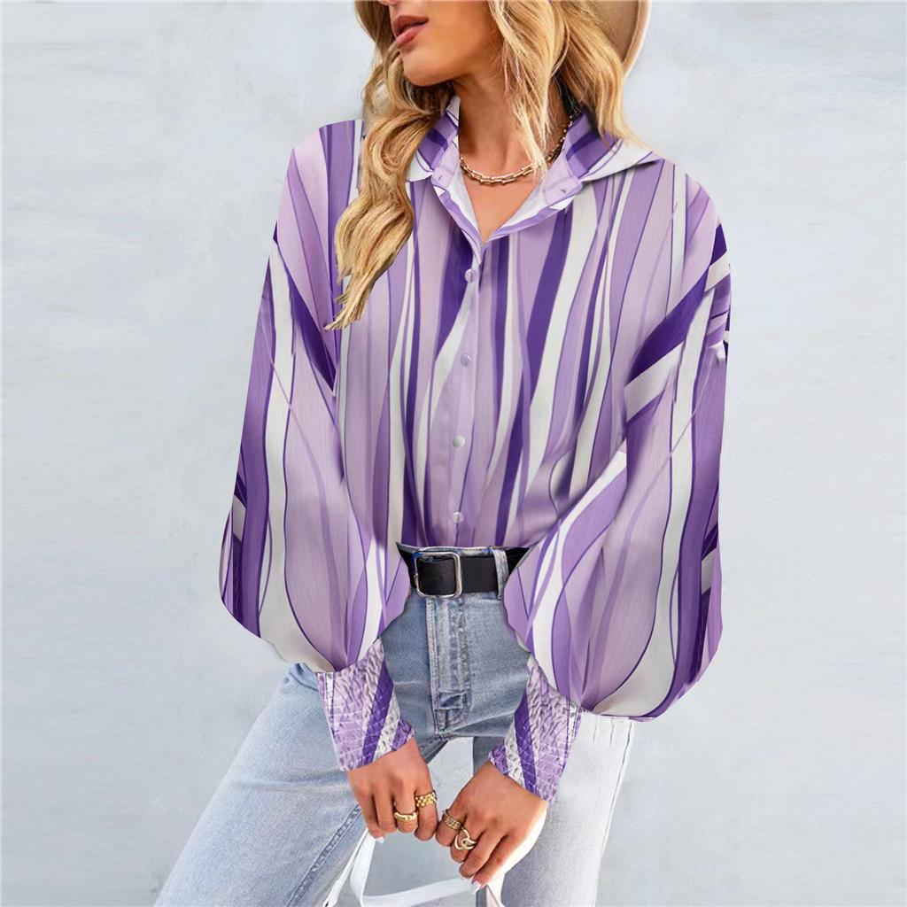 Spring and Autumn Women's New Fashion Printed Versatile Casual Long Sleeve Shirt