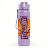 1PC Basketball Banner Emblem 750ml Color Plastic Sports Water Bottle Leakproof Flip Straw Lid Suitable for Sports Office Home Use